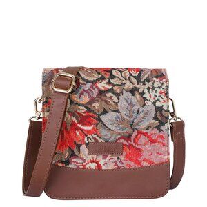 Women’s Tapestry Fabric Crossbody Sling Bag in Floral Pattern – Messenger Bag